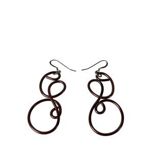 Artisan Copper Abstract Loop Dangle Earrings 2 inches Long